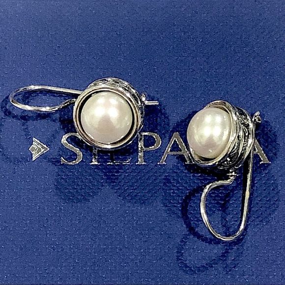 SILPADA Modern Fairytale Sterling Silver Freshwater Pearl Drop Dangle Earrings - Picture 4 of 12
